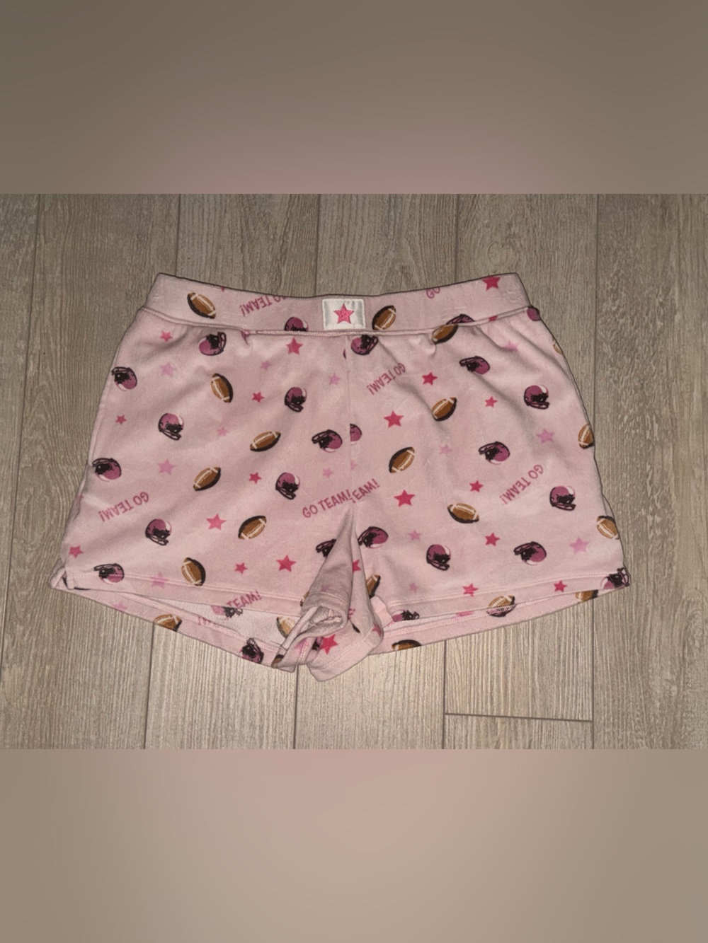 Women's Pink Football-Print Pajama Shorts